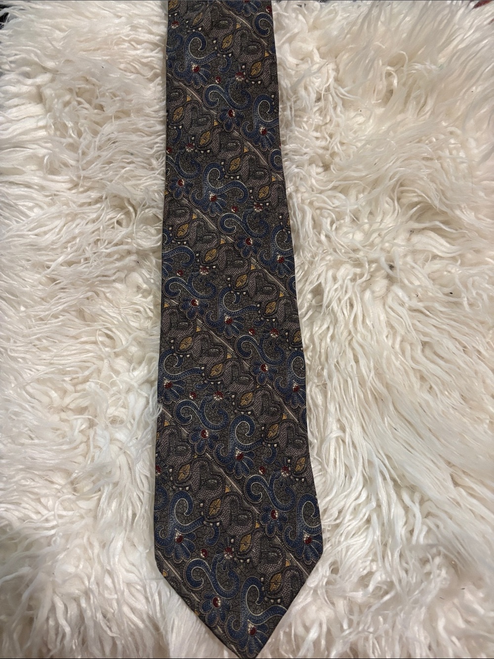 Men's Paisley Silk Tie in Blue and Brown